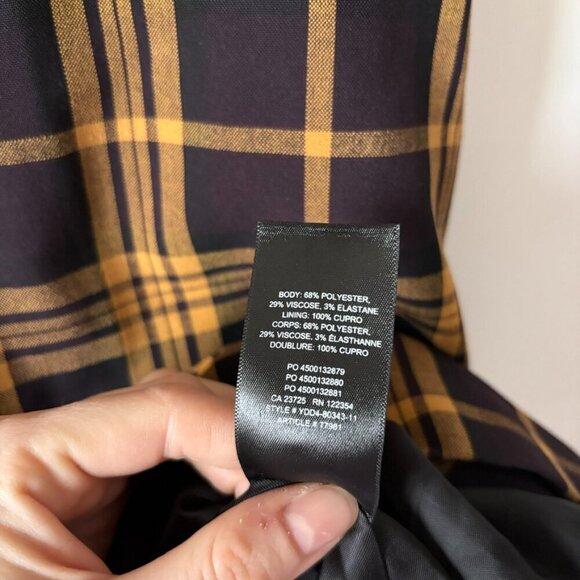 Aritzia Wilfred New Classic Isabelle Check Plaid Mini Dress Black Yellow Size 4 - Picture 8 of 8